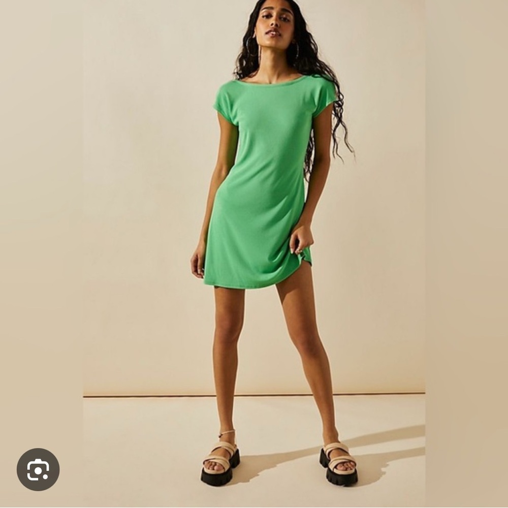Free People Green Good Feels Low-Back Mini Dress
